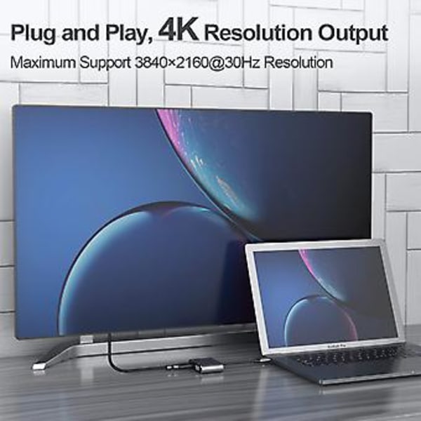 Type C til VGA HDMI Adapter 4k VGA Adapter til Notebook Laptop( )