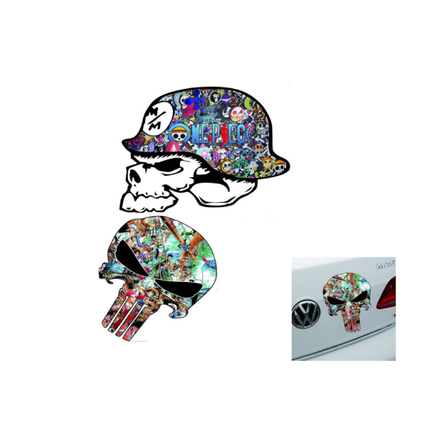 2 st bilklistermärken, motorcykel, graffiti, dödskalle, spöke, c
