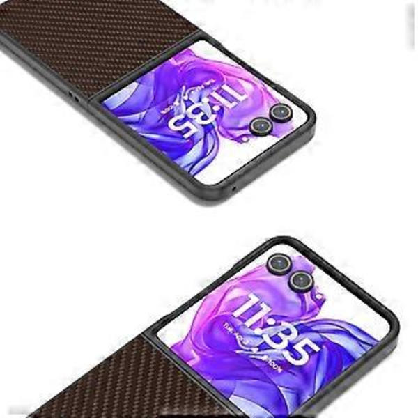 Kolfiber-Texturerat Fodral för Motorola Razr 50 Ultra (Mörkbrun)