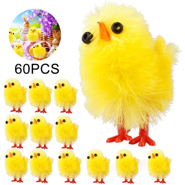 60 st Mini Påskkycklingar, Söta Små Gult C