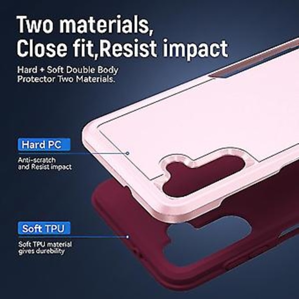 Samsung Galaxy A13 5g:lle Pioneer Armor - Kestävä Puhelin Kotelo (PC + TPU) (Vaaleanpunainen)