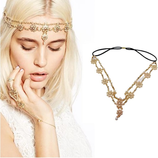 Krystall Bryllupshode Kjede, Bohemian Rhinestone Diamant J