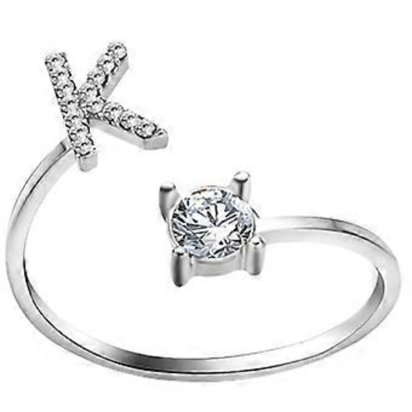 Fingerringe enkelhed engelske bogstaver ringe mode smykker knoringe (K Sølv)
