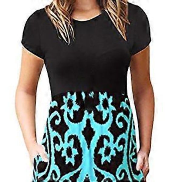 Naisen pyöreäkauluksinen mekko 6 kokoa valittavissa S/M/L/XL/2XL/3XL Sopii rannalle (M)