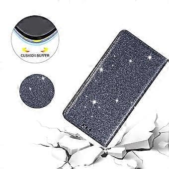 Glitter PU-läder Ställbart Telefonfodral för iPhone 15, Kortfack Anti-fall Telefonfodral (Stil E)