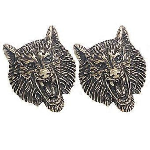2 stk Ulvehode Messing Veske Spenne Retro DIY Lær Nitter Holdbare Concho Knapper