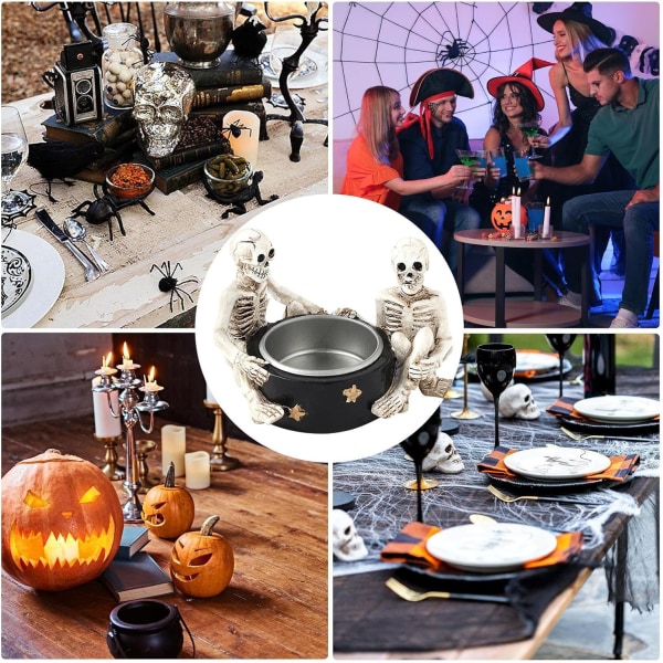 1 stk. holdbar harpiks Halloween lysestage, horror dekoration til stuen
