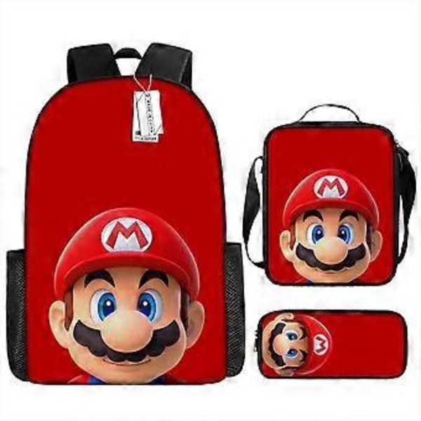 Uusi Mario-sarjakuvareppu Ala- ja yläkoulun koululaukku Reppu Kolmiosainen setti Olkalaukku Kynälaukku 56 -NMAOV