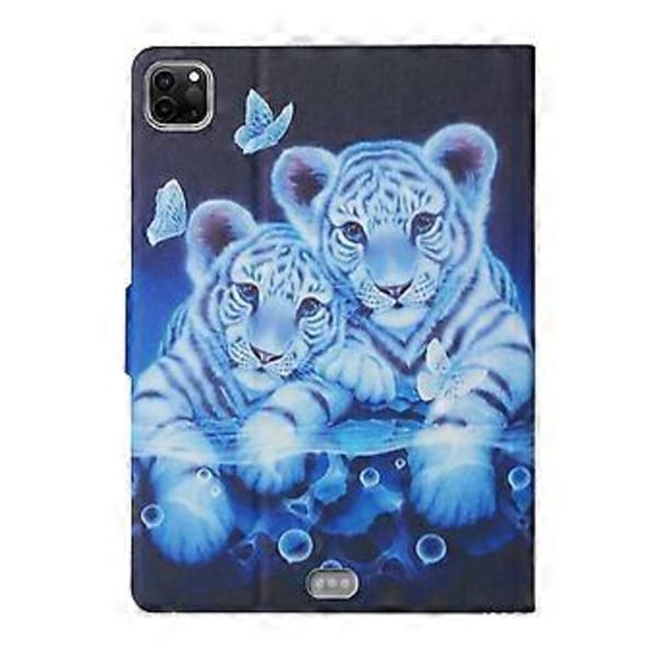 Färgad Ritning Läderfodral För iPad Pro 11 2024 (Tiger)