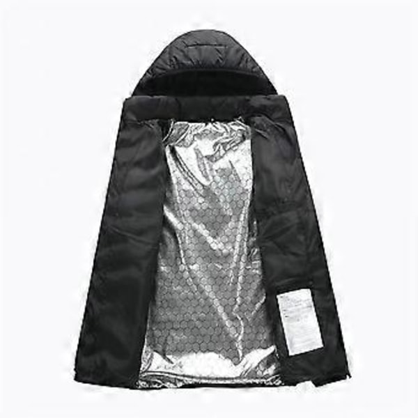 Unisex Miesten ja Naisten Sähköinen USB-Lämmitetty Takki Talvi Lämpötyyny Kangas Kehonlämmitin Pitkähihainen Ulkotakki (4XL Musta)