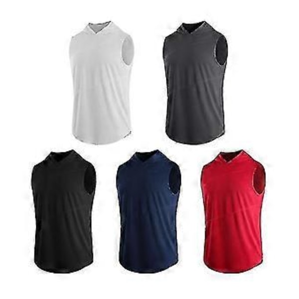 Ærmeløs hættetrøje til mænd, sweatshirt, tanktoppe, fitness, afslappet, træningsvest -c(L Sort)