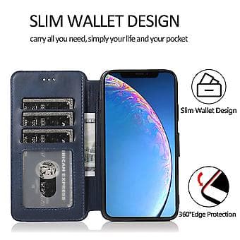Kalveskind Læderetui til iPhone 12 / 12 Pro (Blå)