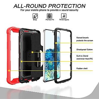 För Samsung Galaxy S20 FE / FE 5G PC + Gummifodral (Röd Svart)