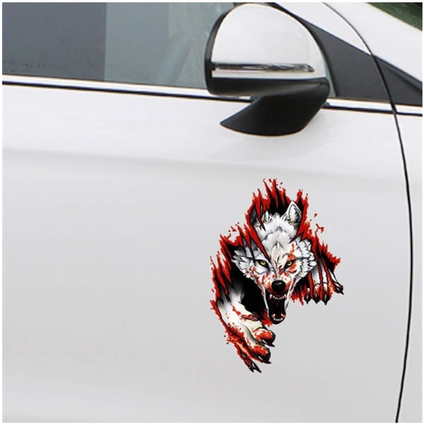 Arg arg varg bilsticker, varg bilsticker 3D bil varghuvud klistermärke