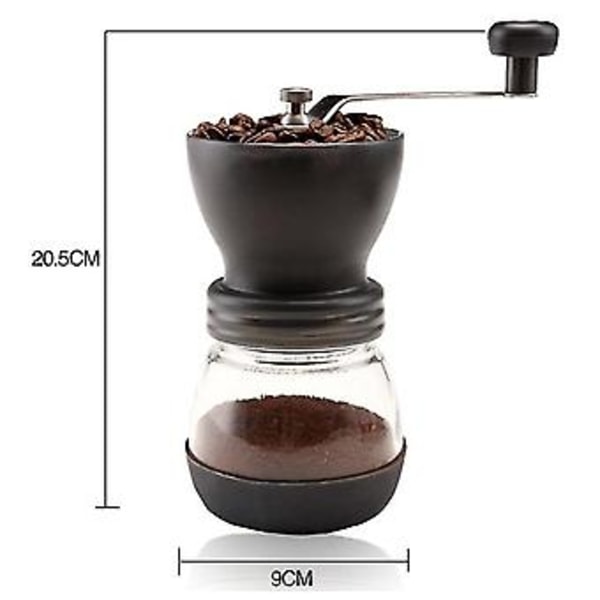 Manuell kaffekvern Håndholdt kaffemølle med 2 glasskrukker for dryppkaffe Espresso
