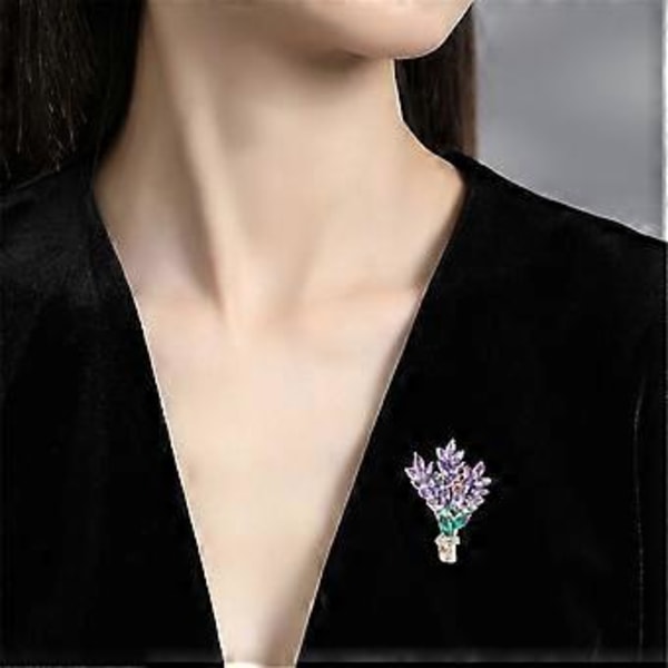 Smuk blomst reversnål smykke dejlig lavendel badge vedhæftninger elegant broche unik krave nål til fashionistaer