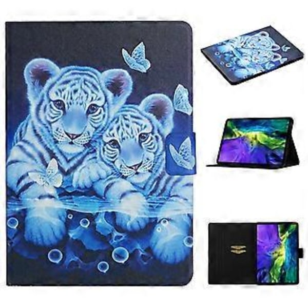 Färgad Ritning Läderfodral För iPad Pro 11 2024 (Tiger)