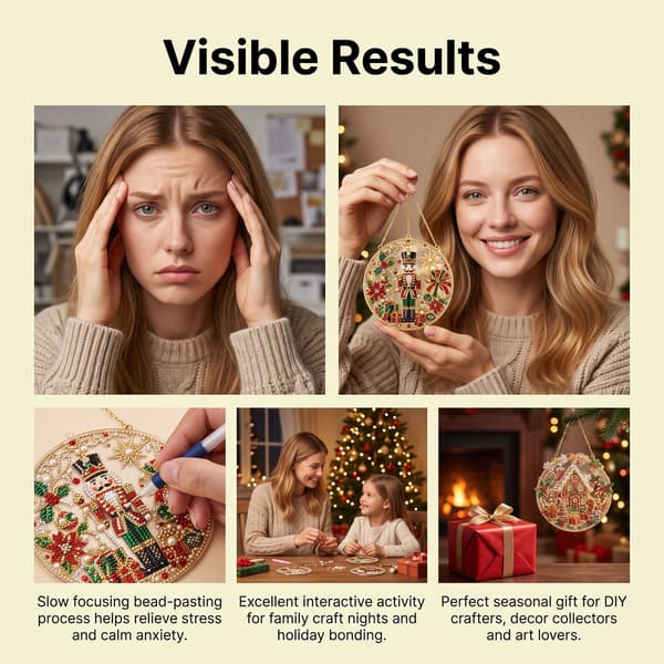 Jul Pärl- och Diamantkonstprydnadsset, DIY Heminredning Jul-tema Konstprydnader – Julhus 1