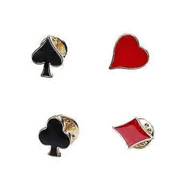 4 Tyylikästä pokerikortti-rintamerkkiä, tyylikkäät asusteet, puvun koristelu, rintakoru, lahja miehille ja naisille (B)