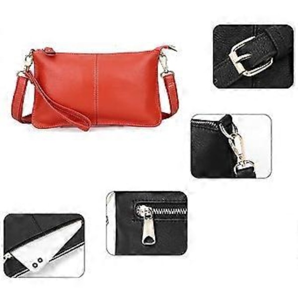 Äkta Läder Dam Crossbody Väska, Trendig och Mångsidig Enkel Axelväska (Vattenmelonröd)