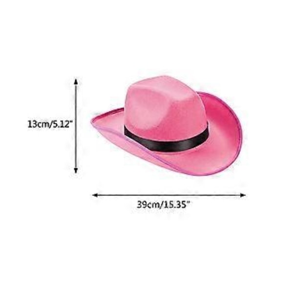 Bröllopsfest Fedora Cowgirl Hattar för Kvinnor Män Tjockt Tyg Cowboy Keps med Brätte Western Jazz Filt Keps Casual Hattar Rosa (Rosa)