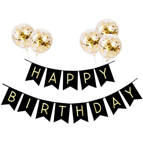 Onnitteluilmapallot ja 5 kpl konfettipalloa, Happy B