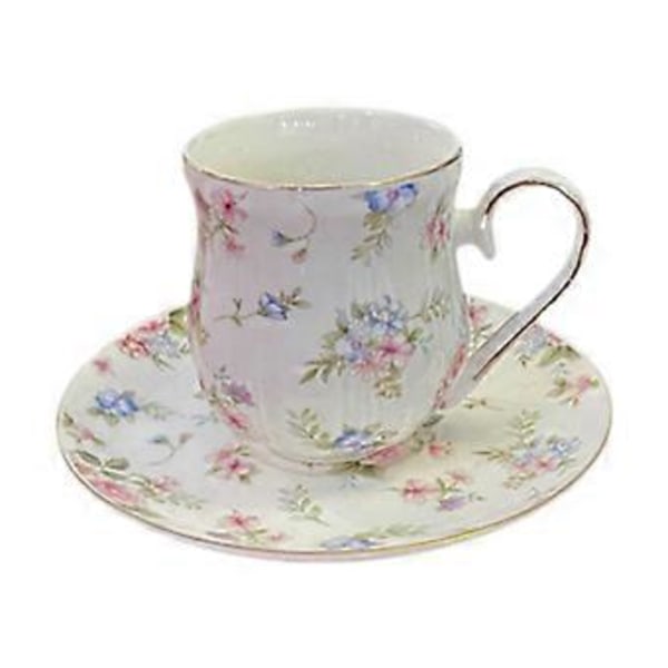Tekrus Kaffekrus 180ml-300ml Kapacitet Let at Rengøre, Indflytningsgaver Blomsterdesign med Underkop til Kommerciel Brug Kvinder (Stil A)