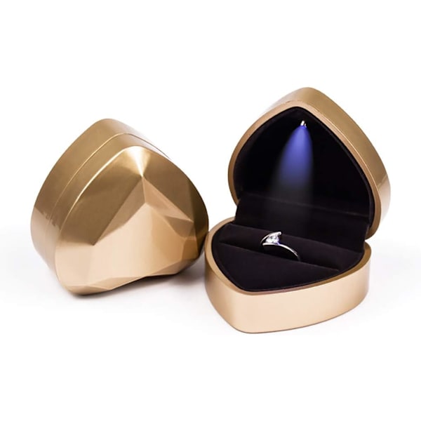 Fløjlsringæske med LED-lys Ring Box Fløjl Boîte