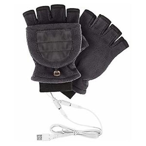 Opvarmede Handsker Fingerløse usb Fingerløse Handsker Termiske Handsker Halvfingerhandsker (Grå)