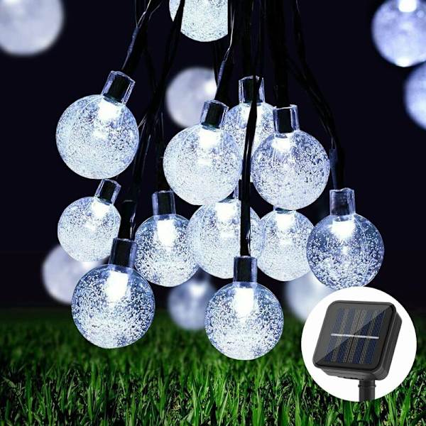 Utomhus Solcellsdrivna Julstjärnsträngar Guinguette Kalla Vita 30Led