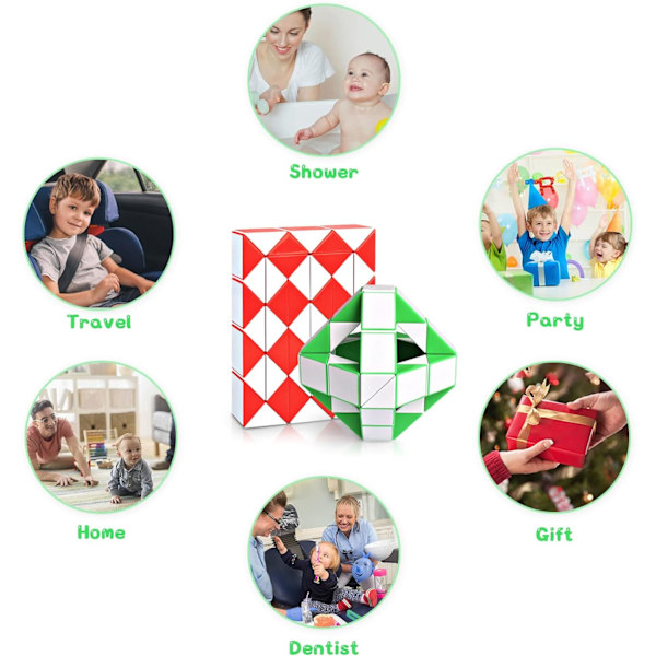 48 Kilar Fidget Snake Cube Magic Twist Pussel Sensoriska Leksaker Hjärna