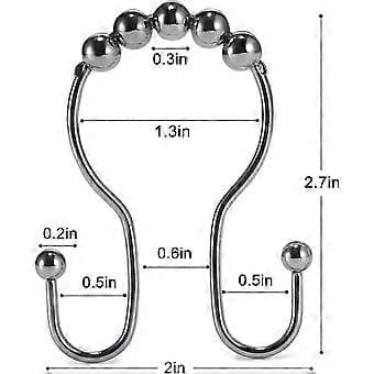 12-pack Duschdraperikrokar Rostfria Dubbla Glidande Anti-Fall Krokar (Krom)