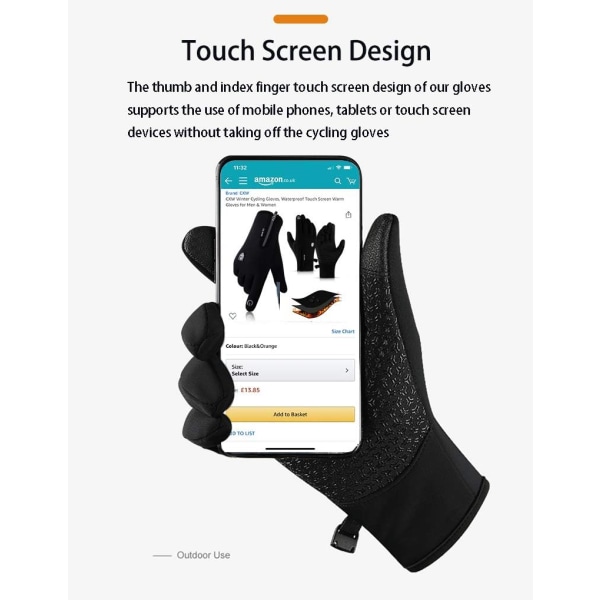 Touchscreen-cykelhandskar för män och kvinnor (svart, storlek XL)