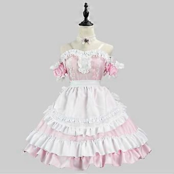 Naisten Söpö Lolita Mekko Viktoriaaninen Hihaton Pitsi Kerroksinen Piika Mekko Halloween Cosplay Asut (4XL)