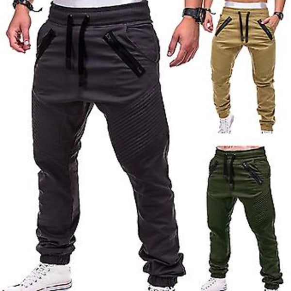 Fianao Miesten Urheiluhousut, Vetoketjullinen Vyötärö, Raidat, Taskut, Ulkoiluaktiviteetteihin (XL Khaki)