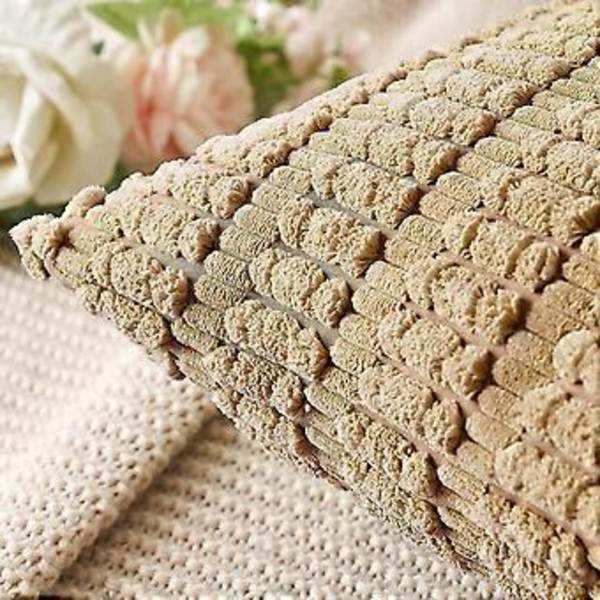 2-pack sammetsdekorativa kuddfodral 20x20 tum Mjuka Boho-randiga kuddfodral Modern Heminredning för soffa vardagsrum soffa säng khaki