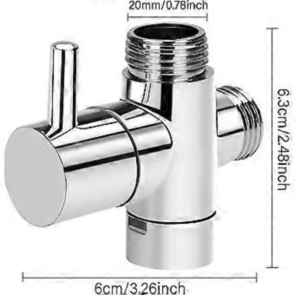 3-veis Bryterventil Kranadapter G1/2 Tomme - Dusj T-adapter, Messing Diverter For Kran For Hånddusj/YY
