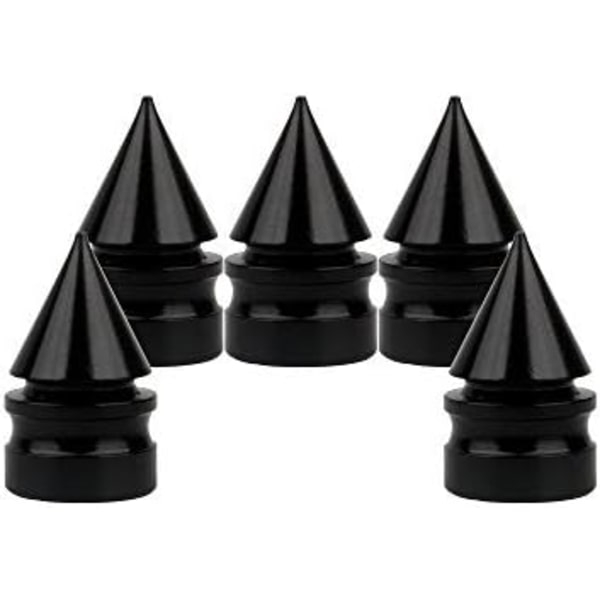 5PCS Spike Däckdammskydd Aluminiumlegering Ventilhattar Bil Cykel Svart