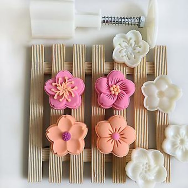 4 stk. blomsterstempler, rund kageform til månekager, justerbar tykkelse, holdbar