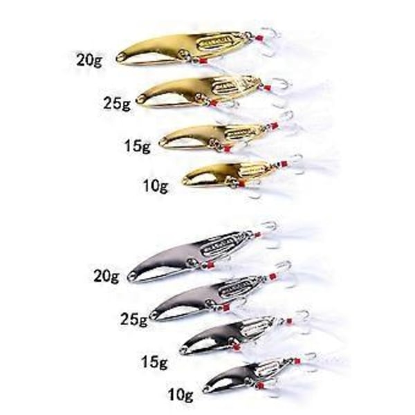 Hyperbolinen Lure Sequin verivelloilla ja höyhenkoukulla 10/15/20/25g Makeanveden syötti (10g Kulta)