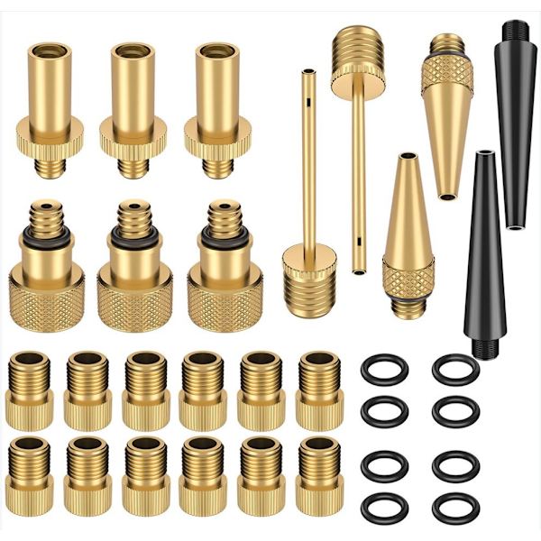 32 stk. cykelpumpe adapter, cykelventil (DV/AV/SV) boldpumpe nål