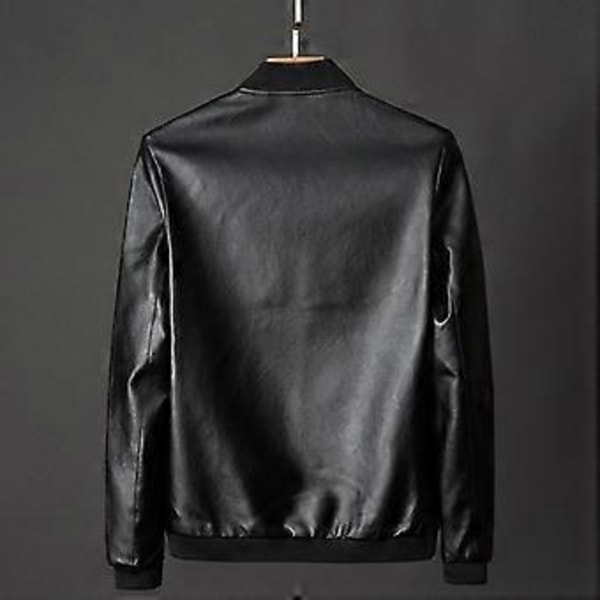Vår Høst Ny Lær Herre Casual Jakke Koreansk Moderne Slim-fit Kjekk Ungdoms Motorsykkeljakke (XXXL svart)