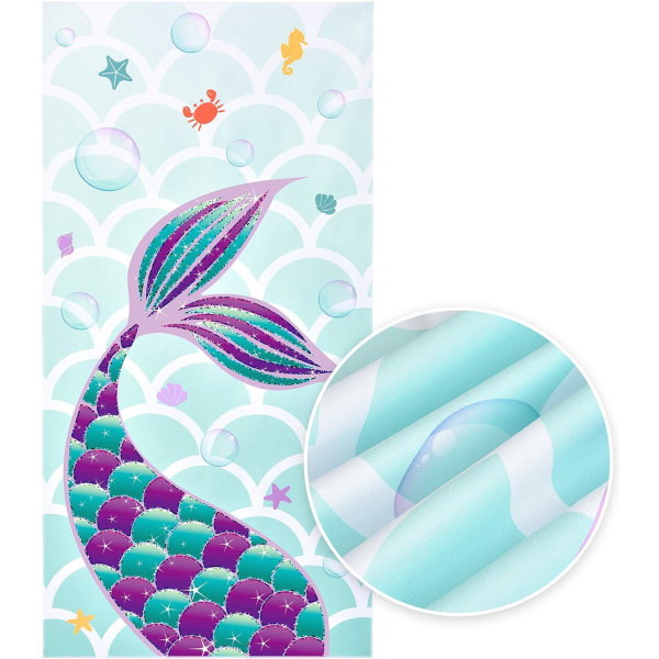 Mermaid Beach Towel 75 * 150CM Ultra fine Fiber Beach Blanket Bat