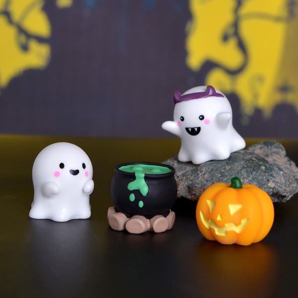 4 stycken spökpumpa prydnad Halloween dekor kristallkula hantverk