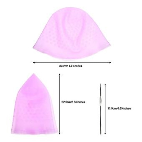 Silikon Hightlight Cap Set Färga Hår Återanvändbar Salong Färgningsverktyg (Lila)