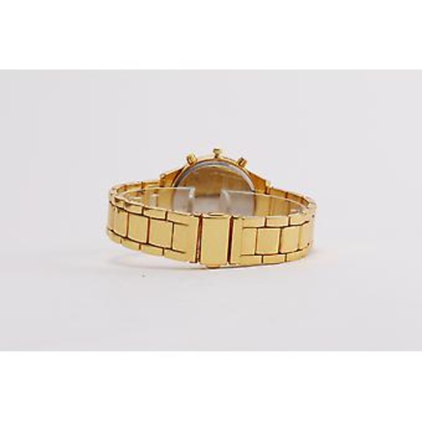 Vandtæt Dame Luksus Klassisk Rustfrit Stål Krystal Quartz Rundt Armbåndsur (Guld)