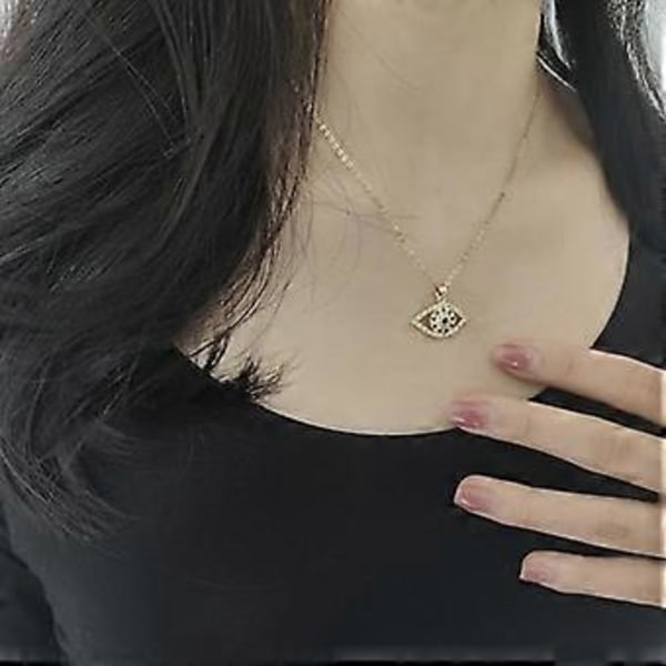 Gyllen Søt Ondt Øye 18K Gullbelagt Halskjede for Kvinner Søt Delikat Solitaire Kubisk Zirkon Beskyttelse Choker Halskjede Smykker Gave