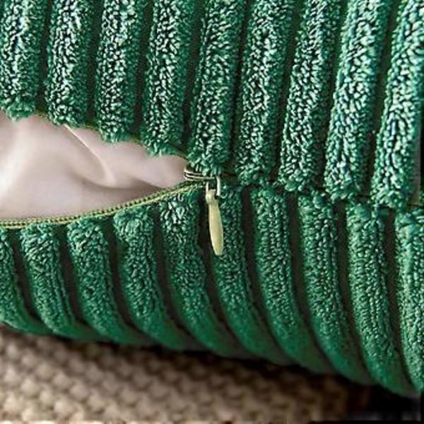 Pakke med 2 Corduroy Myke Solide Dekorative Firkantede Putesett Dekk Putetrekk for Sofa Soverom Couch 18 x 18 Tommer Mørkegrønn