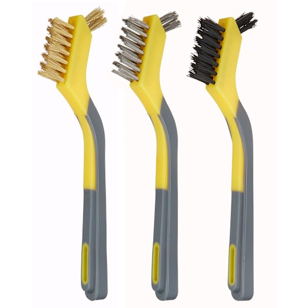 Mykt grep kombinasjons mini børste sett, 1 nylon, 1 messing, 1 rustfritt
