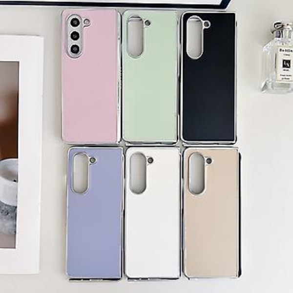 Metall Patent PU-fodral för Samsung Galaxy Z Fold4 5G (Rosa)